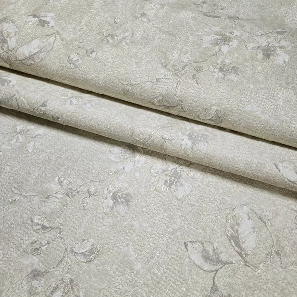 Zambaiti Parati Z10909 Grayish Pearl Distressed Scallop Plaster Floral Branches