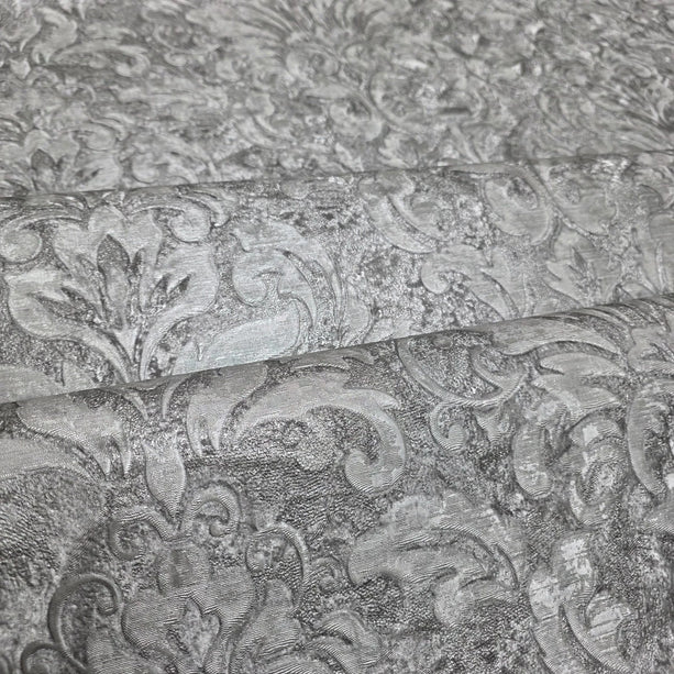 Close-up of textured wallpaper with intricate design