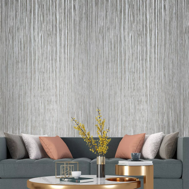 Zambaiti Parati Z10944 Rustic Silver Metallic Faux Fabric Textured Embossed