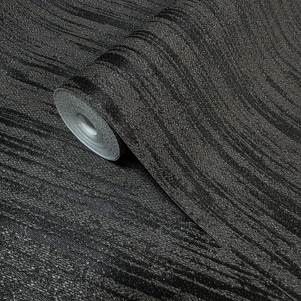 Zambaiti Parati Z20109 Modern Charcoal Black Gray Silver Sparkles Vertical Streaks Textured
