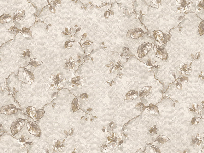 Zambaiti Parati Z10903 Pearl Beige Brown Gold Scallop Plaster Floral Branches