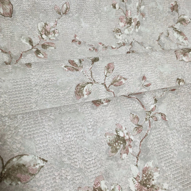 Zambaiti Parati Z10907 Grayish Rose Distressed Plaster Textured Floral Branches