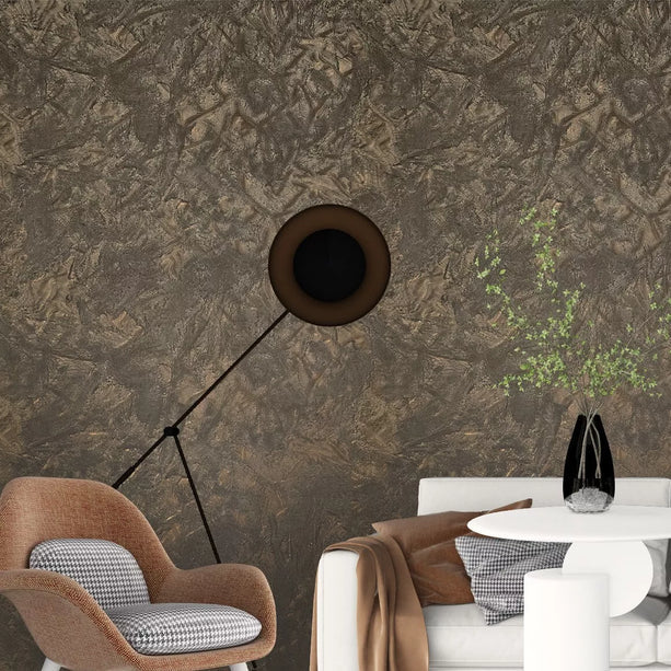 Zambaiti Parati Z10916 Brown Bronze Metallic Faux Distressed Plaster Contemporary