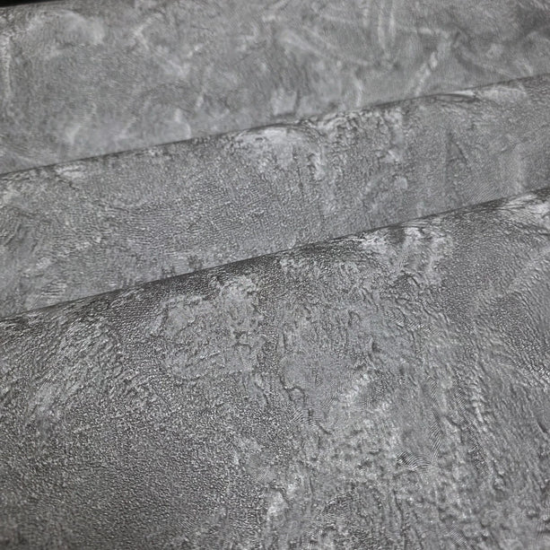 Zambaiti Parati Z10920 Dark Gray Silver Metallic Faux Distressed Crumpled Plaster