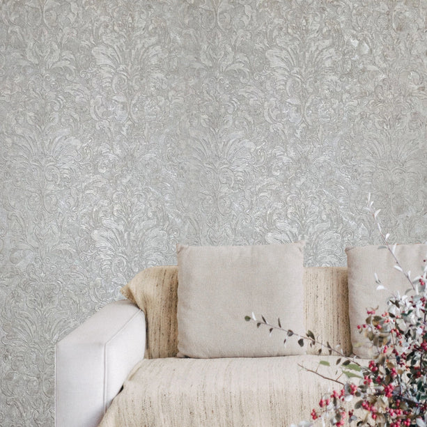Zambaiti Parati Z10921 Embossed Beige Tan Cream Plaster Victorian Italian Damask