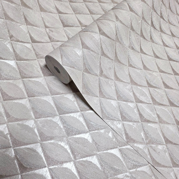 Zambaiti Parati Z10932 Pale Rose Tan Beige Silver Glitter Faux Fabric Diamonds Textured