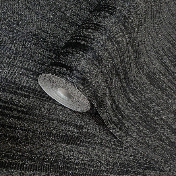 Zambaiti Parati Z20109 Modern Charcoal Black Gray Silver Sparkles Vertical Streaks Textured