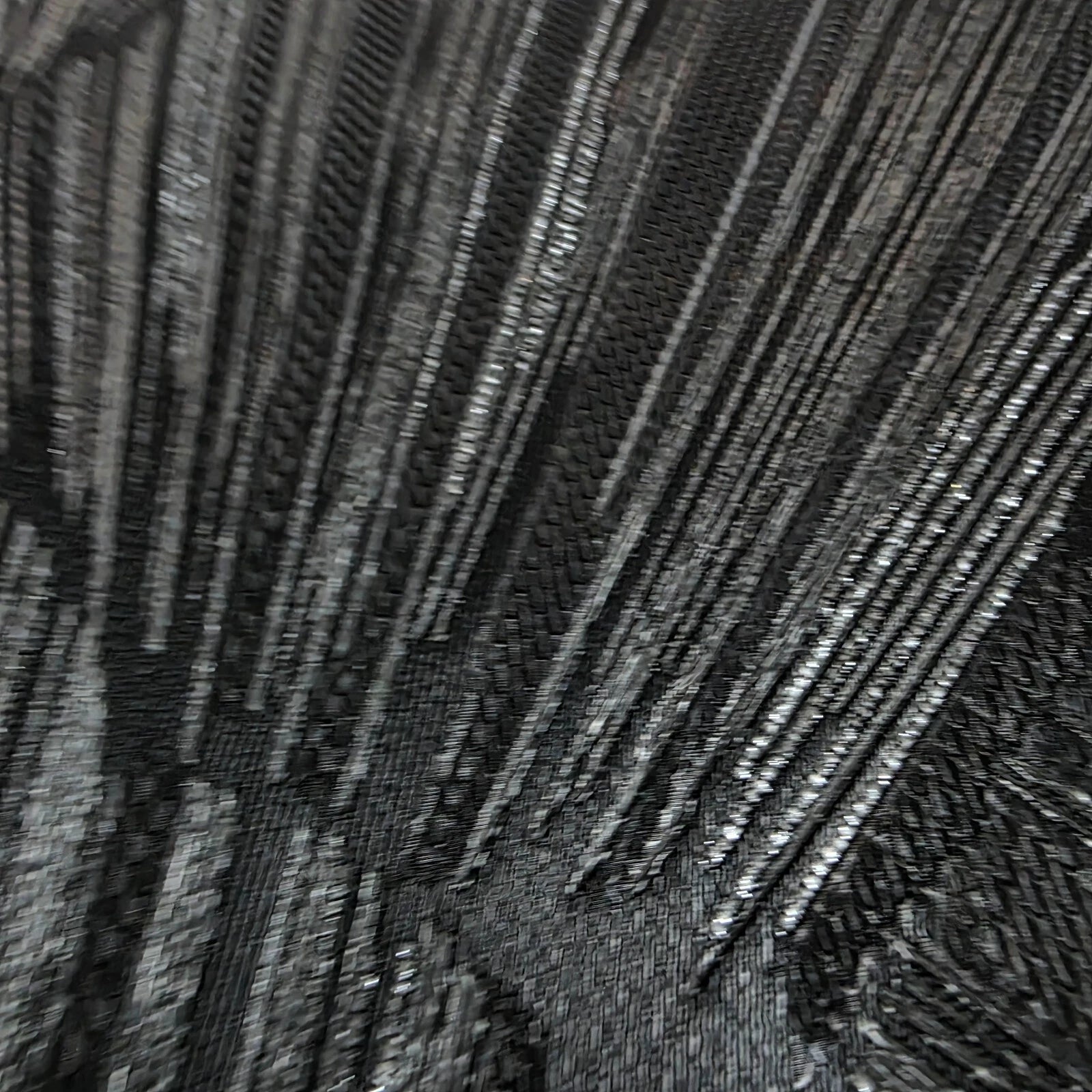 Zambaiti Parati Z20110 Modern Charcoal Black Gray Silver Shell Art Deco Faux Fabric Textured