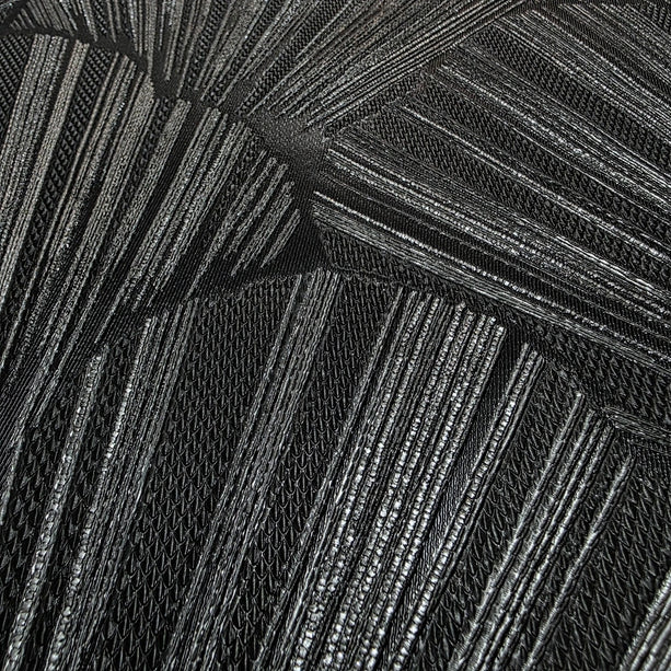 Zambaiti Parati Z20110 Modern Charcoal Black Gray Silver Shell Art Deco Faux Fabric Textured