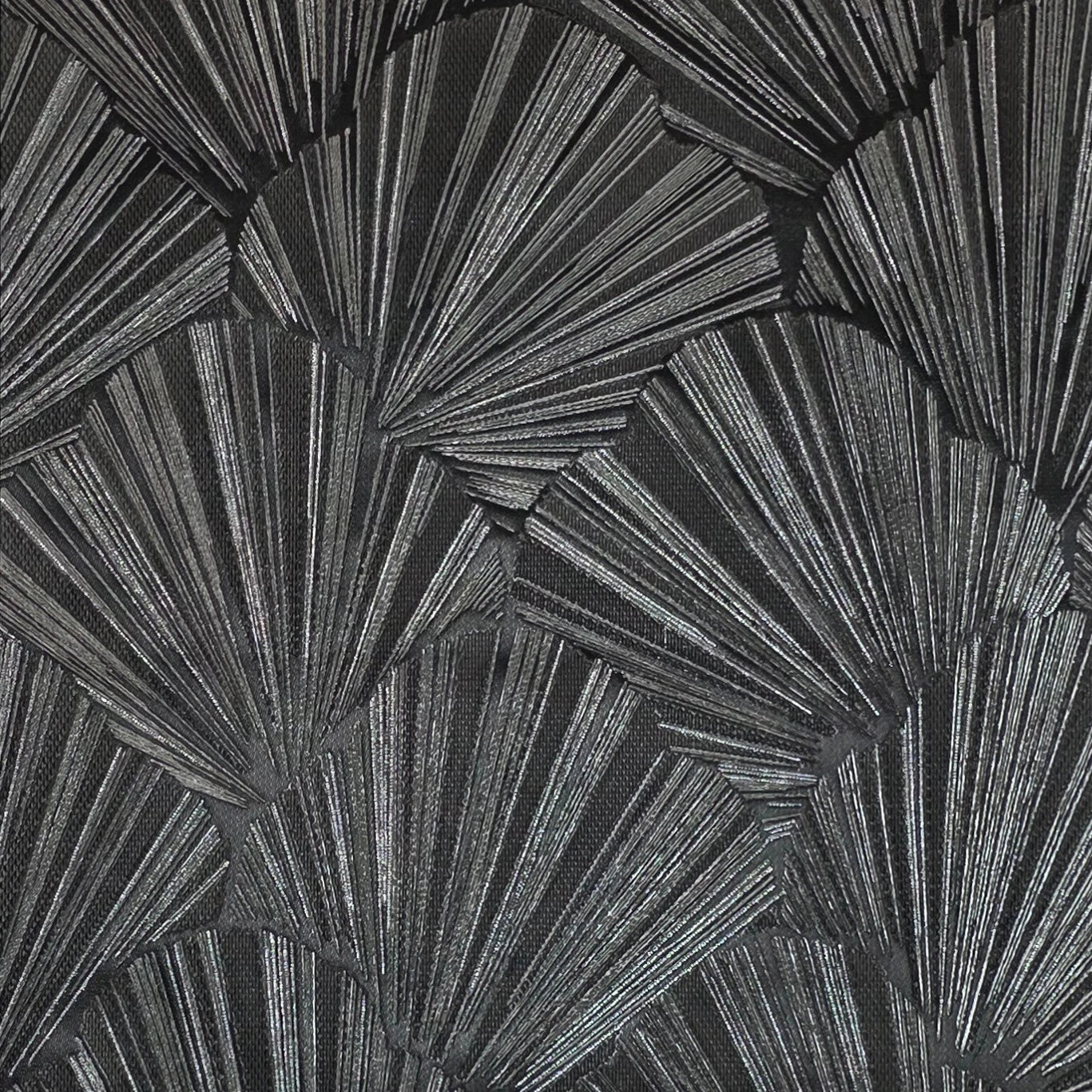 Zambaiti Parati Z20110 Modern Charcoal Black Gray Silver Shell Art Deco Faux Fabric Textured