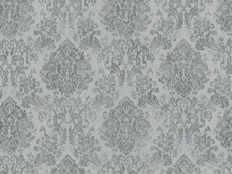 Zambaiti Parati Z10947 Embossed Gray Silver Metallic Victorian Damask Faux Fabric Textured